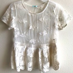 Urban Outfitters Cream Lace babydoll top XS